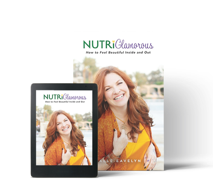 NutriGlamorous book and e-reader edition, Halle smiling in an orange wrap